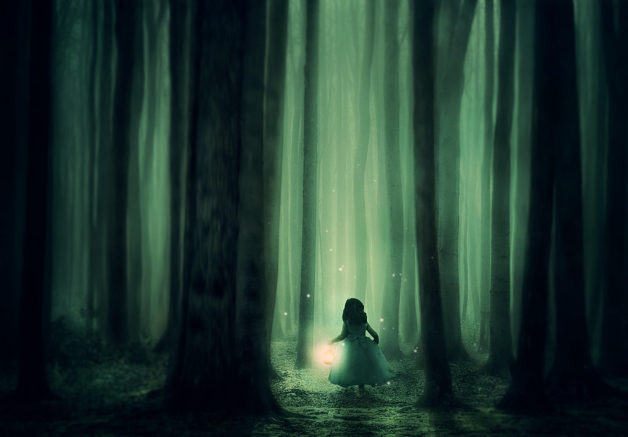 nature forest, girl, trees, fog, lantern, lighting, nature background, atmosphere, mysterious, dark, bright, glowworm, mystical, cover, dreamy, fairytale, adventure, nature, person, alone, nature wallpaper, uncertain, photomontage, beautiful nature, hd wallpaper, child, 4k wallpaper